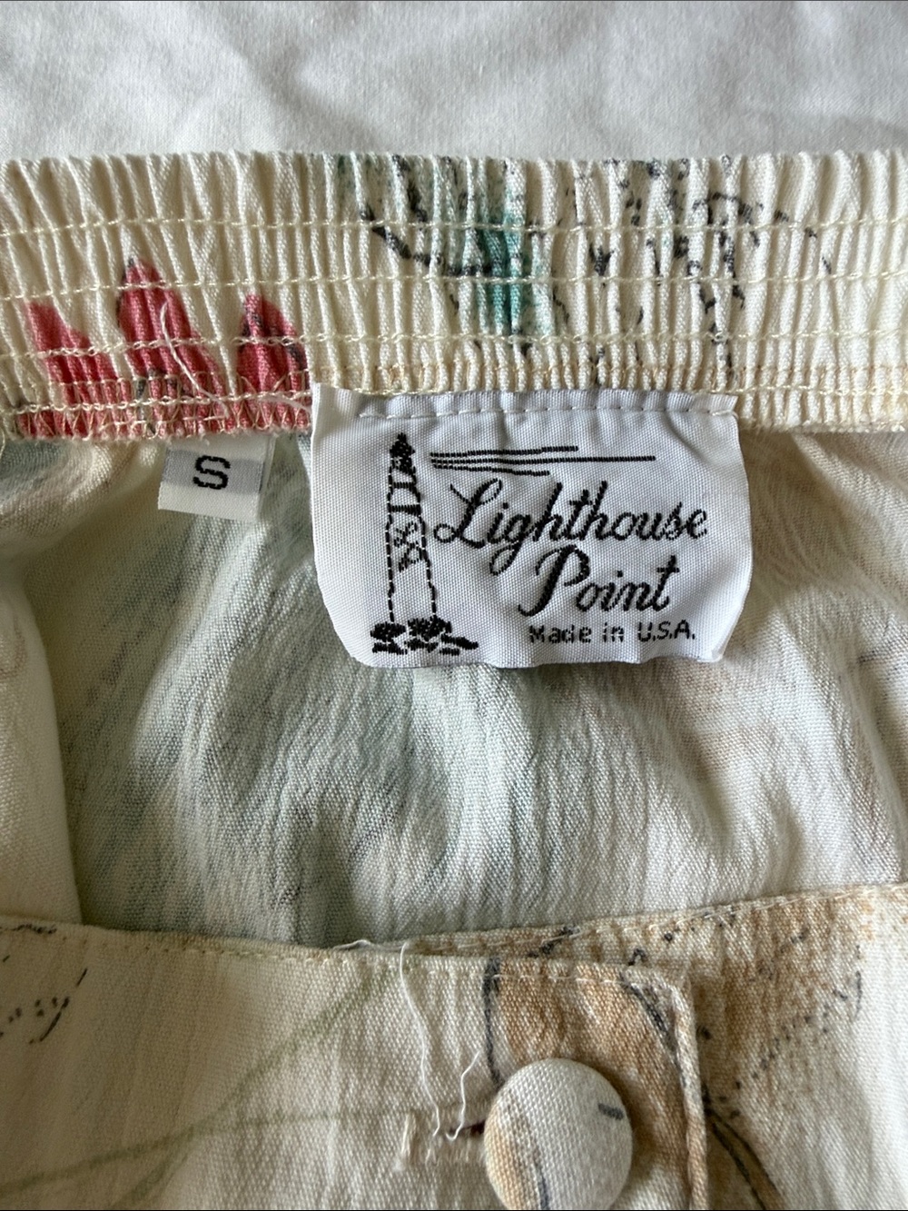 Vintage Cream Floral Button-Front A-Line Skirt - Picture 4 of 6